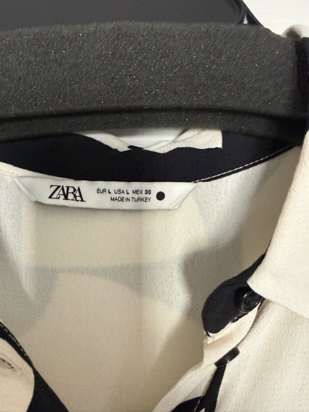 Zara Black & White Asymmetrical Shirt Dress Size:L Made in Turkey - Picture 3 of 7